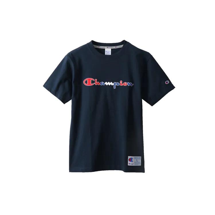 Champion Crew Neck Loose Fit Straight Fit Short Sleeved T Shirt Japan Version Unisex Navy Blue (Unisex) T-Shirts C3 R305 C370