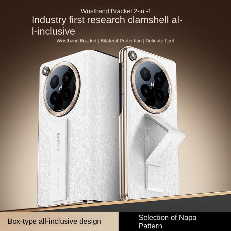 Роскошный флип-кейс из кожи наппа для OPPO Find N6, 2-в-1: браслет на запястье и подставка, полнотелый ударопрочный защитный чехол