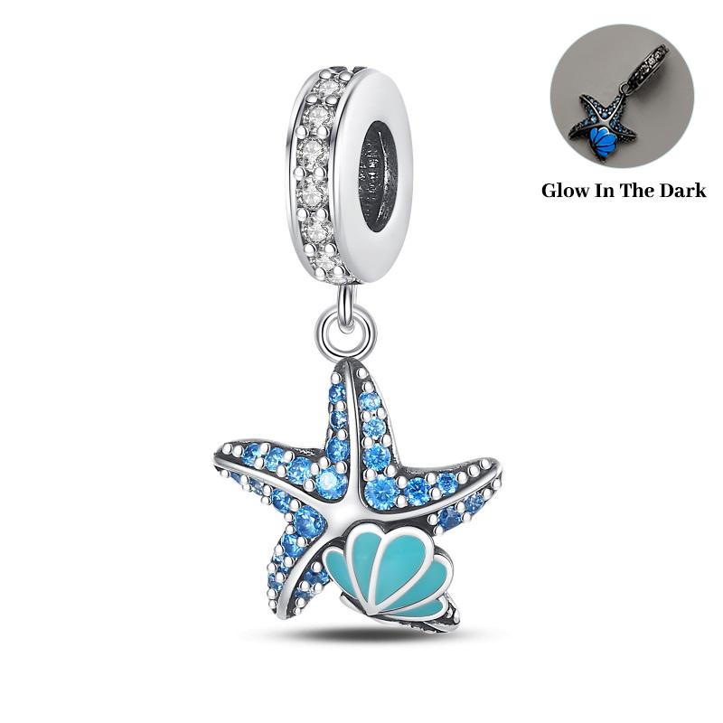 Ocean Series Copper Luminous Shell Pearl Fishtail Tortoise Charms Beads Fit 3Mm Original Bracelets Fine Diy Jewelry