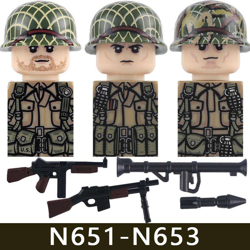 WW2 Military US Cavaleiros Soldier Figures Building Blocks Infantry Medical Warrior Accessories Guns Army Bricks Toys Gifts Boys