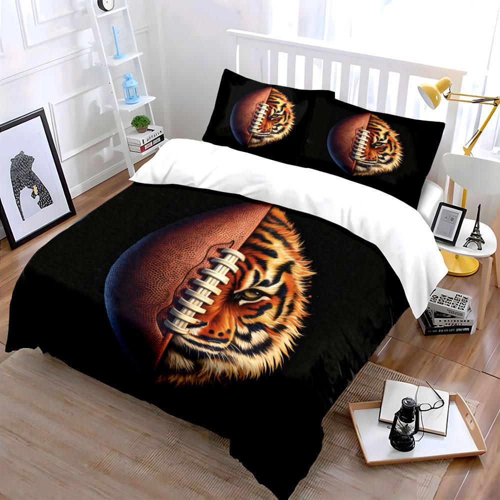 Tiger-Themed Sports Art Set Bedding Set with 1 Duvet Cover 2 Pillowcases Single Double King Queen, Gift