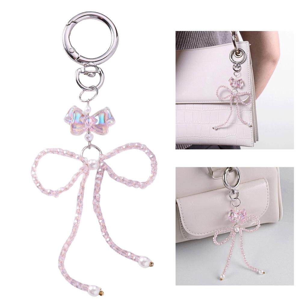 Stylish Bowknot Keychain Beaded Butterfly Knot Pendant for Women Handbags and Backpacks Colorful Key Chain Ornament