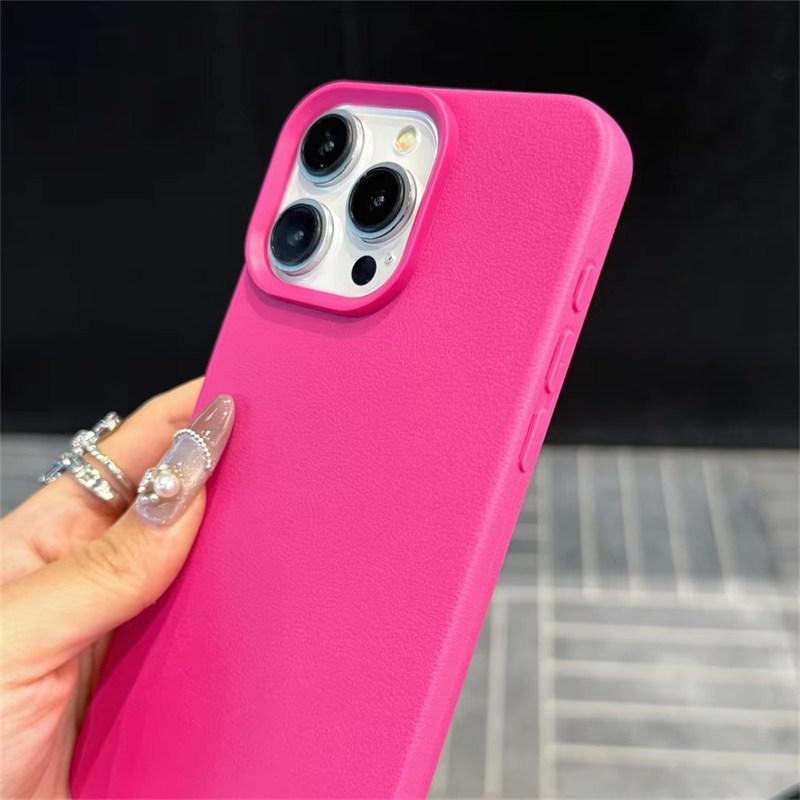 Модный милый чехол из кожи с текстурой конфетного цвета и ремешком на запястье для iPhone 15 14 11 12 13 16 Pro Max Plus X XR XsMax, однотонный чехол