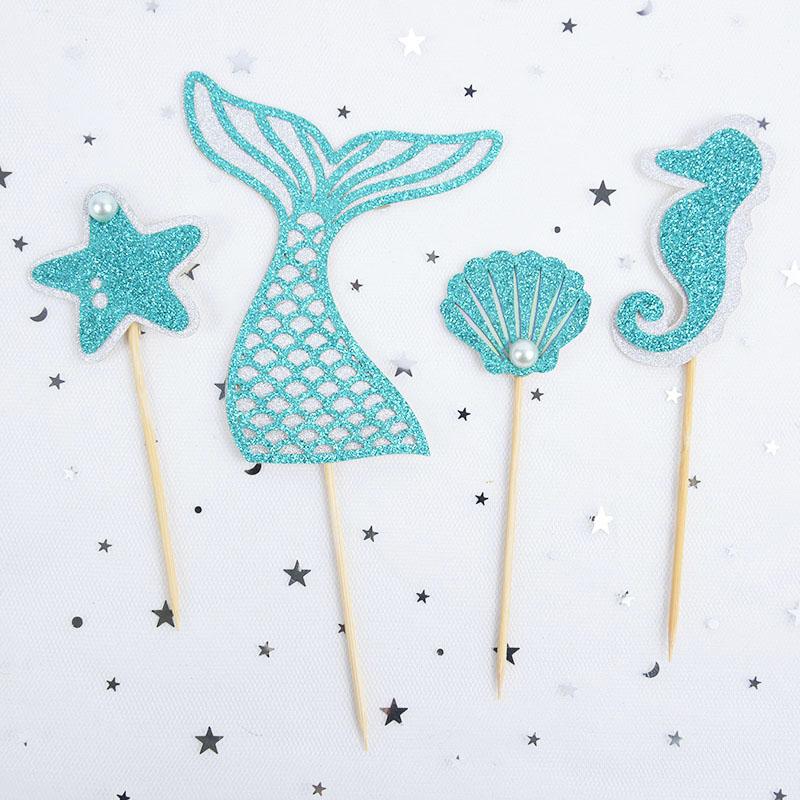 Украшения для вечеринки в стиле русалки, украшение на торт для девочки в стиле «Океанский мир», для детей, украшение на торт в честь дня рождения Русалочки, подарок на свадьбу