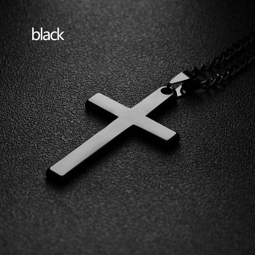 Jewelry Statement Alloy Stainless Steel Cross Pendant Link Chain Men Necklace