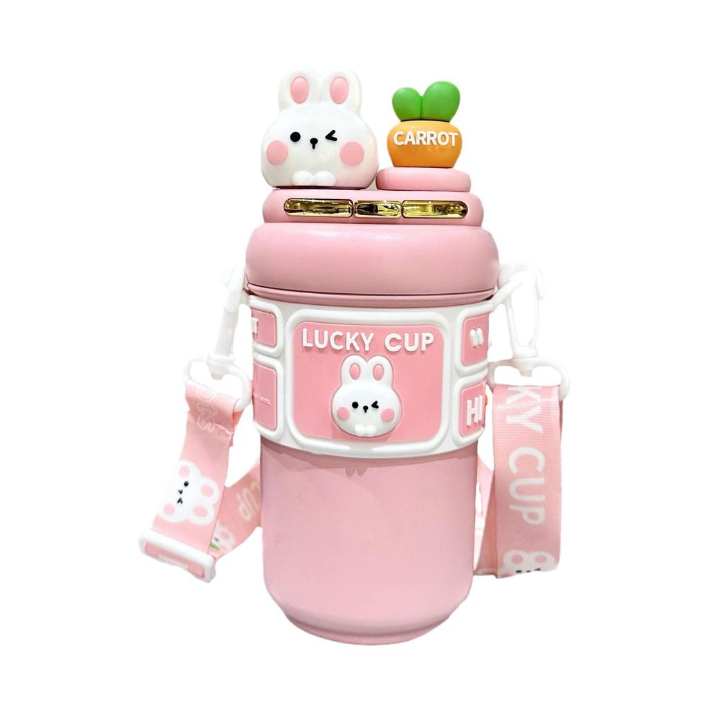 Latest Style Straw Thermos Flask Drinking Cup Adorable Girl Girl High-looking Child Special Double Drinking Drinking Cup for School
