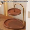 2-Tier Jewelry Stand Wooden Jewelry Organizer with 2 Trays Retro Tiered Tray Jewelry Holder for Necklaces