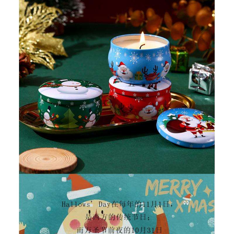 Рождественская жестяная банка свеча праздничный подарок рождественский подарочный набор из четырех сувенирных ароматизаторов