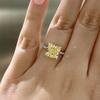Dainty Square Yellow CZ Women Rings Temperament Finger-ring for Wedding Anniversary Party Fancy Gift New Trendy Jewelry