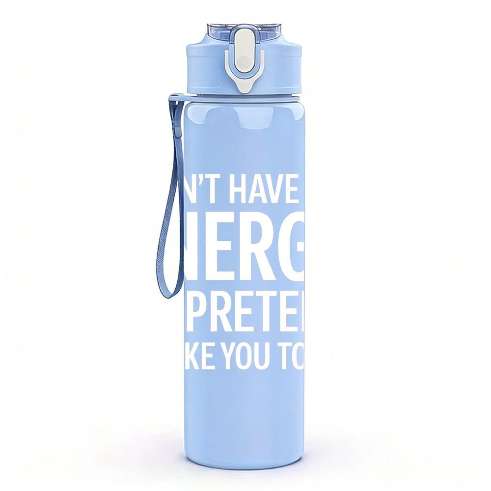 1PC Light Up Energy Pretend White Graphic 750ml Color Plastic Sports Water Bottle Leakproof Flip Straw Lid Suitable for Sports Office Home Use