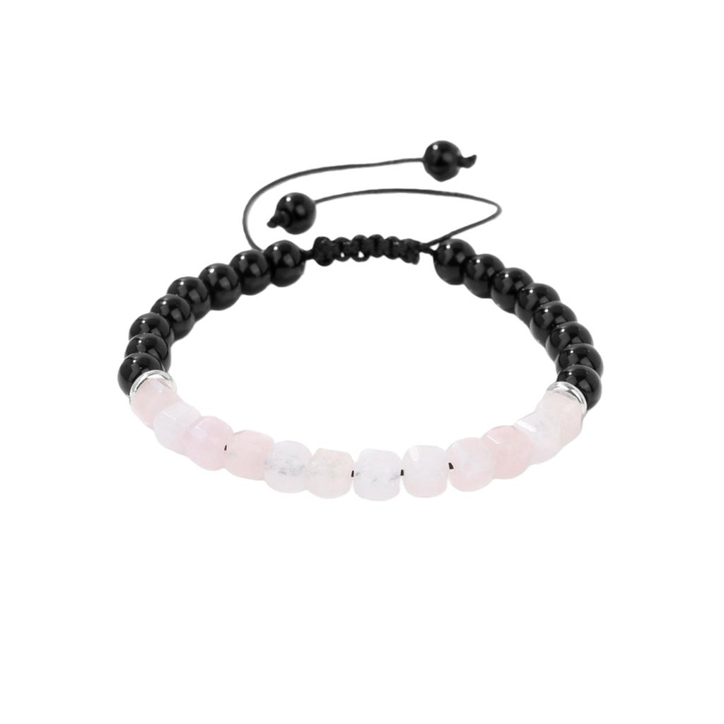 6MM Faceted Labradorite Crystal Adjustable Braided Bracelet Black Obsidian Round Bead Unisex Chakra Healing Woven Bangle Gift