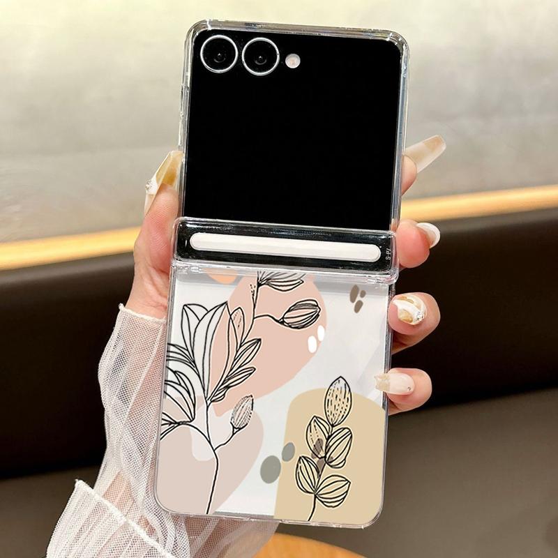 Прозрачный магнитный чехол для телефона с цветочным принтом для Samsung Galaxy Z Flip7 FE Flip6 Flip5 Flip7 6 5 Складная прозрачная жесткая ПК крышка