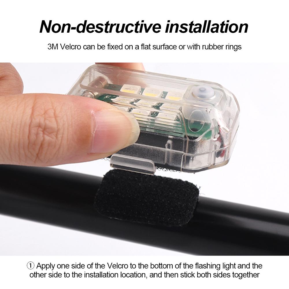 Motorcycle Wireless Remote Control LED RGB Aircraft Strobe Lights Flash Position Light with USB Charging Turn Signal Indicator