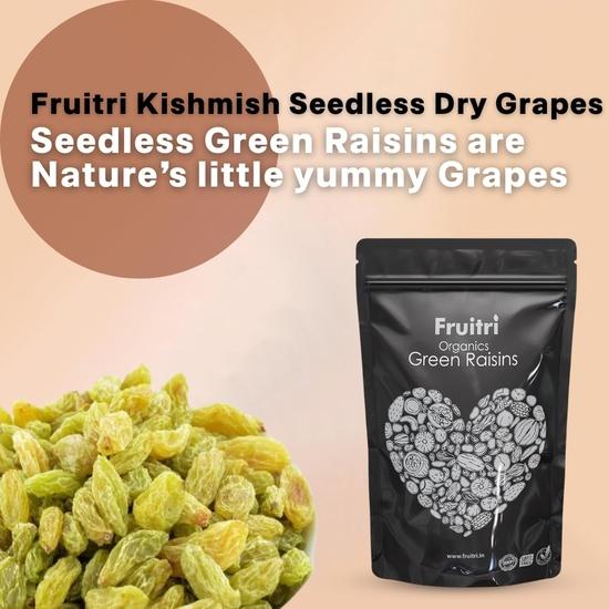 Сушеный виноград без косточек Fruitri Kishmish 500 г, 100 % натуральный зеленый изюм Kismish/зеленый Kismish сухофрукты изюм