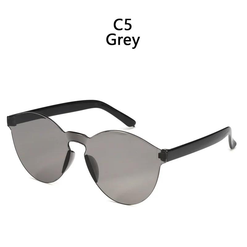 Oval Shape Sunglasses Women Rimless Frame Tint Clear Lens Colorful Sun Glasses Female Red Pink Yellow Shades Travel