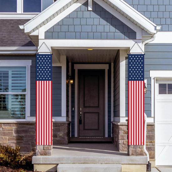4th of July Patriotic Door Banners Outdoor Patriotic American Flag Hanging Porch Sign for Independence Day Memorial Day Decor