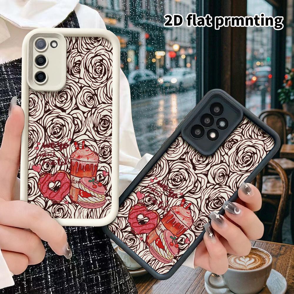 Phone Case: 2D Flat Samsung Galaxy A34 A35 M05 M06 S20 S22 S21 FE Plus 5G Protective Case, Sweet Cool Girl Food Design, Christmas and Halloween Gifts