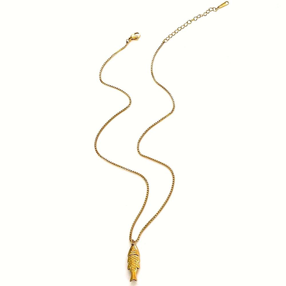 Золотое мини-ожерелье с рыбкой Ювелирные изделия Океанский стиль Пляжная цепочка Чокер Ожерелье с подвеской-рыбкой Море Пляж