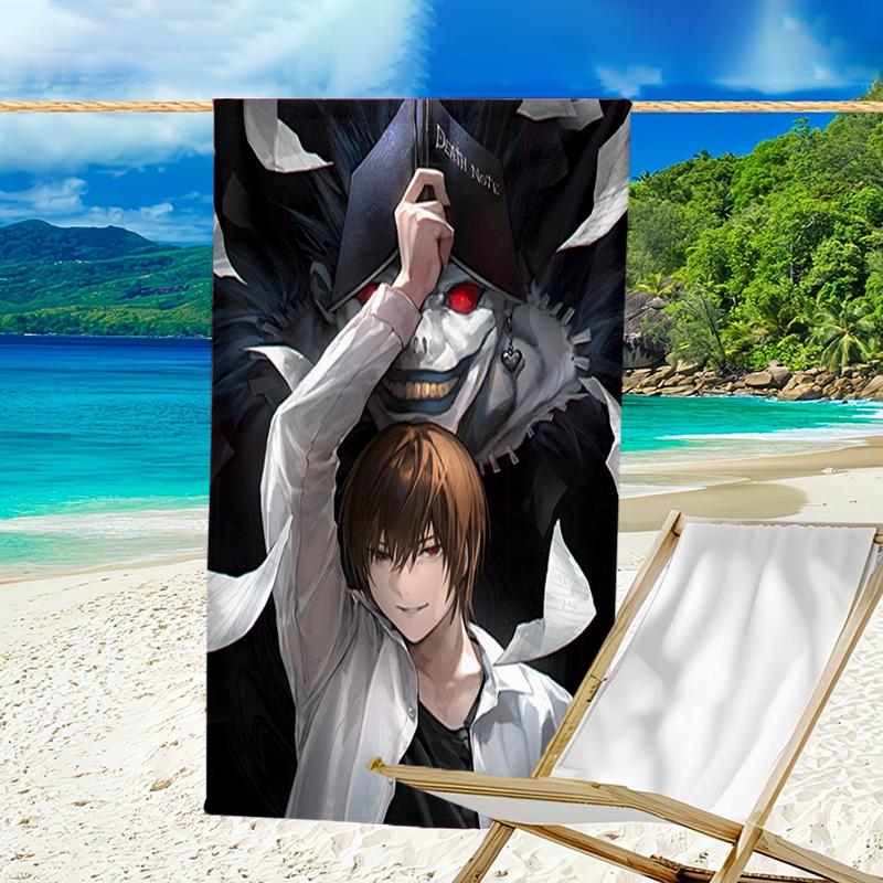 1pc D-Death Note2 Beach Towel, Beach and Seaside Swimming Pool Equipment, Fashion Pattern, Rectangular, Travel Essentials
