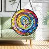2D Flat Stained Glass Rainbow Spiral Window Decoration, 6.3/7.87inches Colored Glass Plate with Chain, Charming Indoor/Outdoor Sun Catcher Home