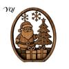 Unique Holiday Gift Ideas 3Pcs Christmas Santa Claus And Tree Ornaments, Wooden Oval Table Mantel Decorations Centerpiece, Solid Wood Desktop Ornament