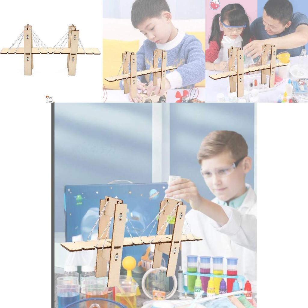 Kindergarten Students Wooden Assembled Cable-stayed Bridge Handmade Kit Cognitive Educational Toy Wholesale