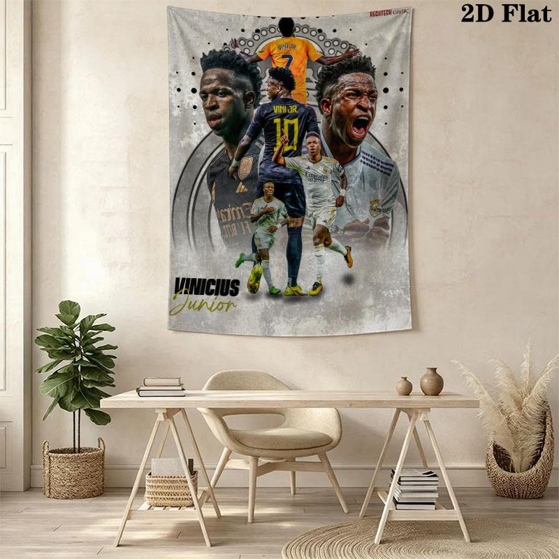 Vinicius Jr. Power  Wall Hanging Printed Fabric Blanket Decorative Tapestries for Bedroom Living Room Home Decor