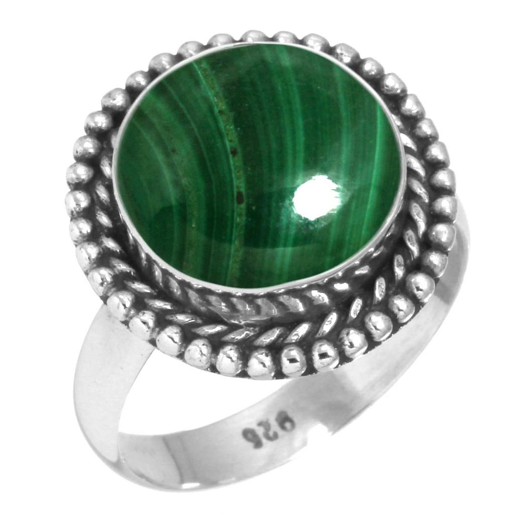 Кольцо из стерлингового серебра 925 пробы Женское Драгоценный камень Ручная работа Ювелирное изделие Подарок на помолвку Малахит Лунный камень Розовый кварц Красный камень Дымчатый топаз Тигровый глаз Бохо