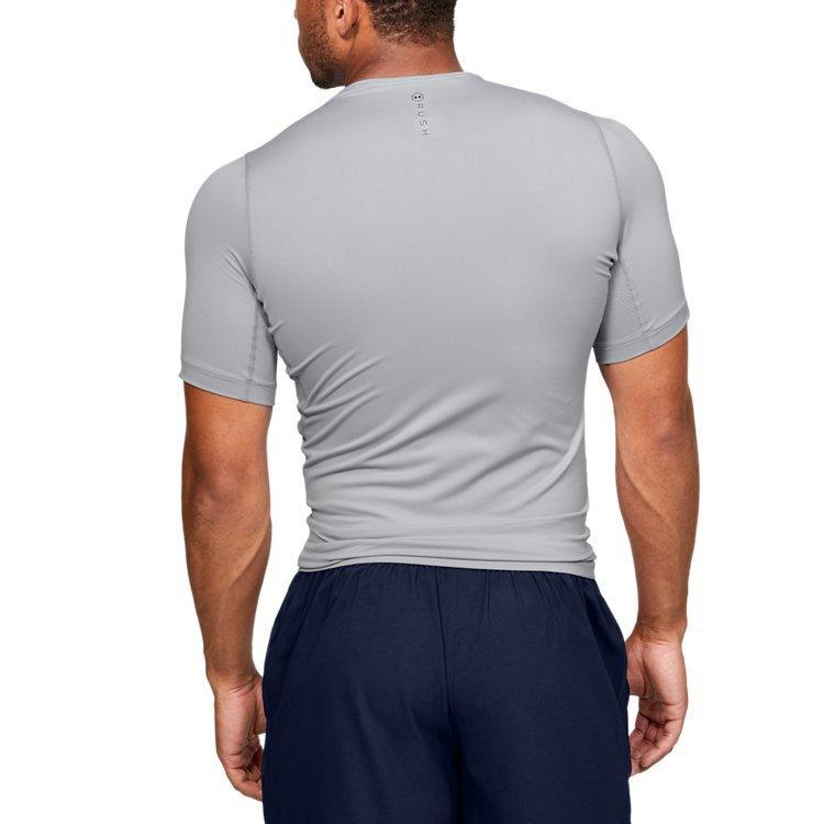 Under Armour HeatGear Compression Solid Crew Neck T Shirt Men Tops Mod-Gray 1353449-011