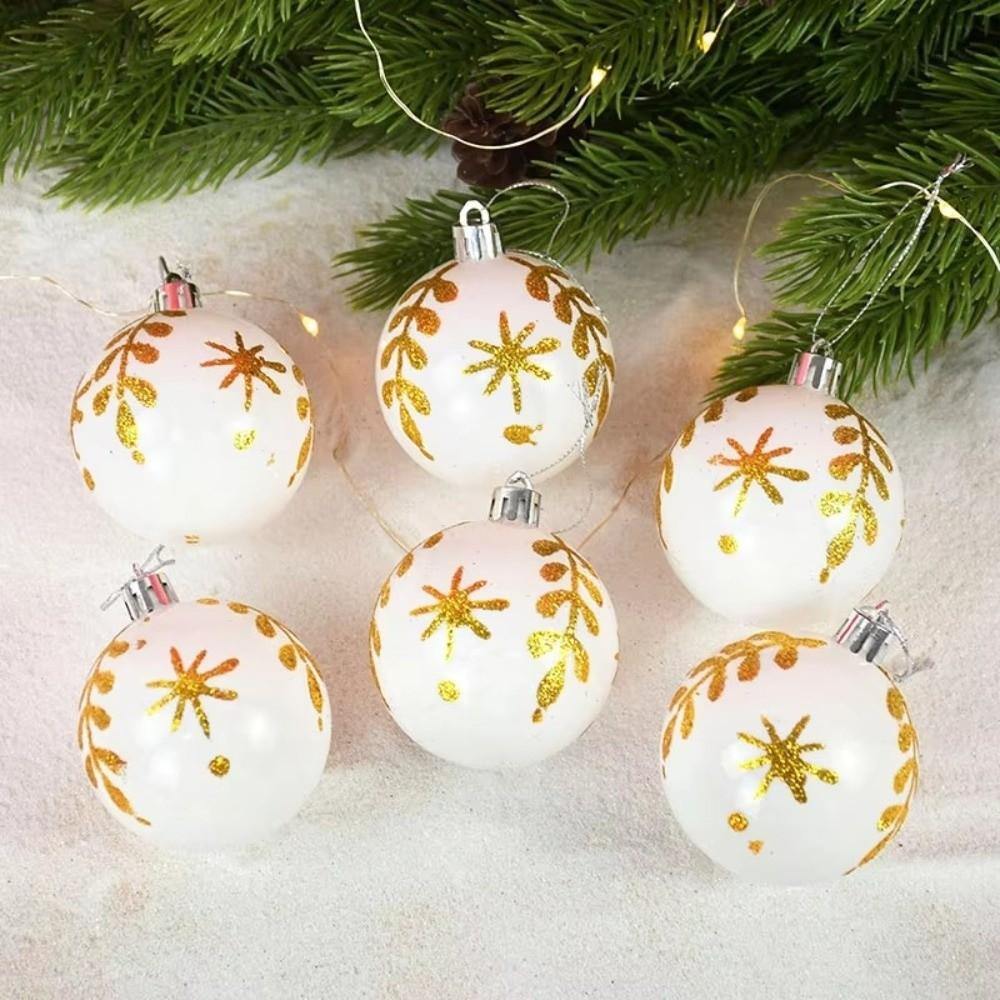 6Pcs/Set 6cm Glitter Christmas Ball Set Colorful Glitter Xmas Hanging Ball  Holiday Decor