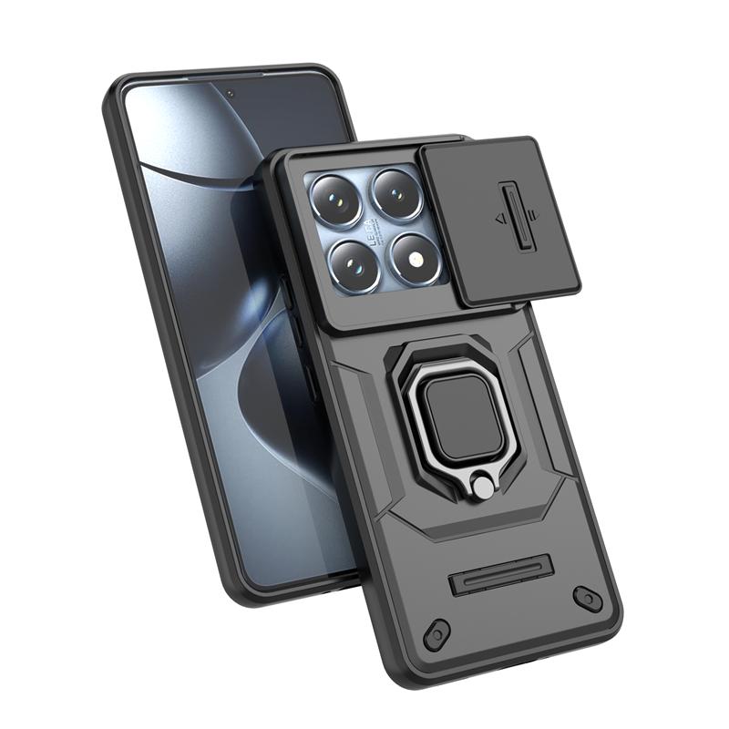 Armor Magnetic Ring Stand Funda для Xiaomi 14T Pro Mi 14T 5G Case Slide Camera Protection Cover для Mi14T 14TPro Capa