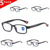 5 PACK Small Square Anti Blue Light Reading Glasses Women Men Brand Designer Lightweight TR90 Eyeglasses Frame Glasses Unisex