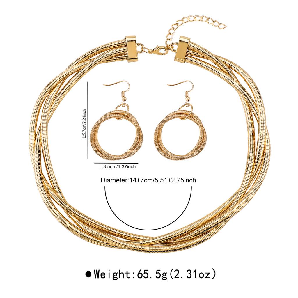 Tooxika Преувеличенный Персонализированный Змеиный Позвонок Многослойный Тройной Проволочный Витой Замок-Петля Панк Металлический Набор Ожерелье и Серьги