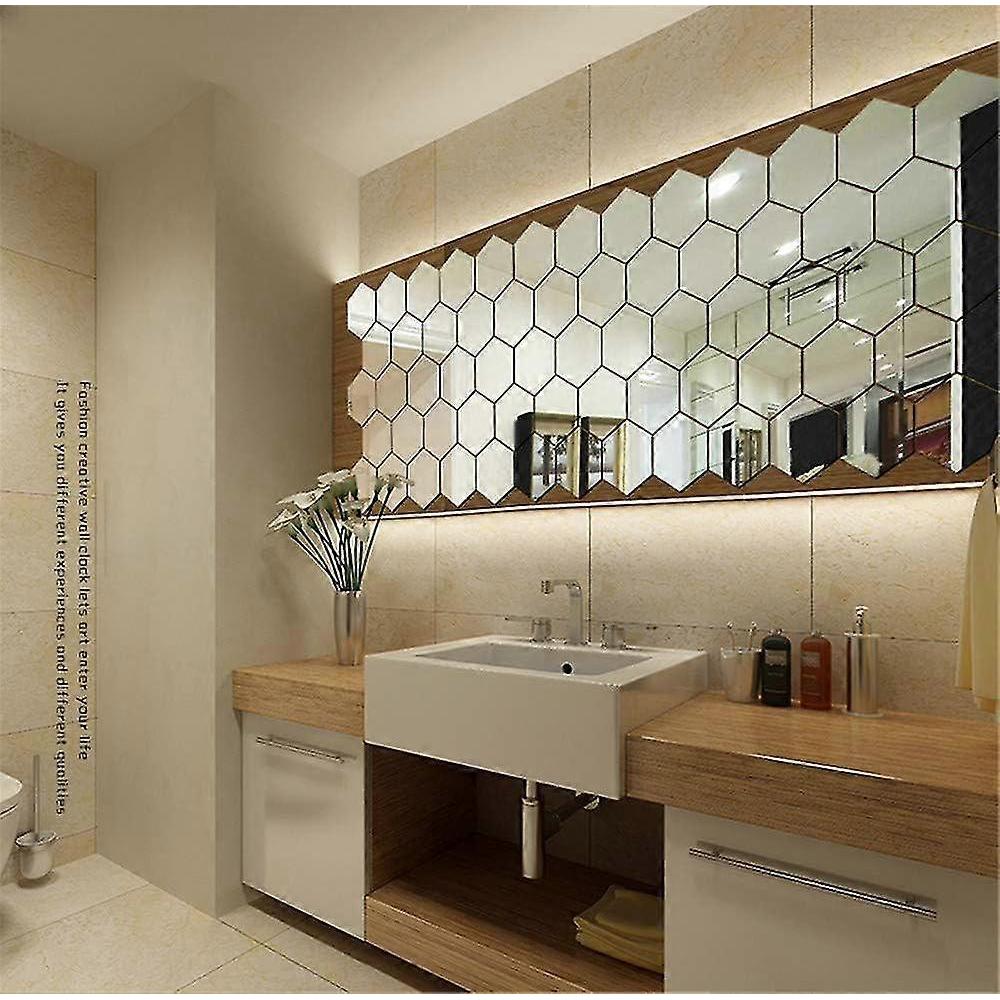 Mirror Flexible Non-glass Mirror Plastic Mirror Self-adhesive Tile Mirror Wall Paste 24 Pieces