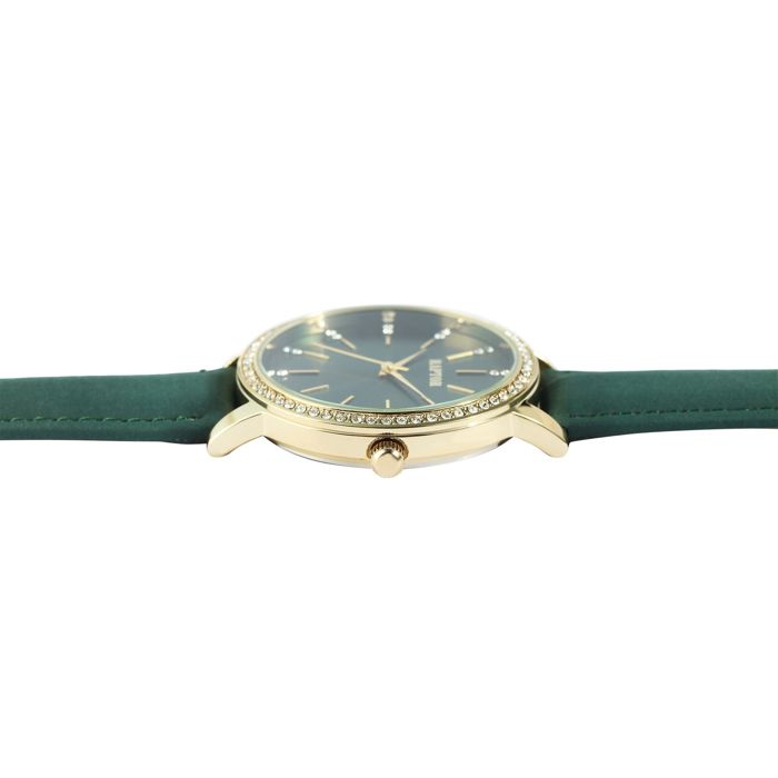 Montre femme - RAPTOR - Brilliance - Cadran vert - Bracelet cuir 18 mm - Boîtier doré 40 mm