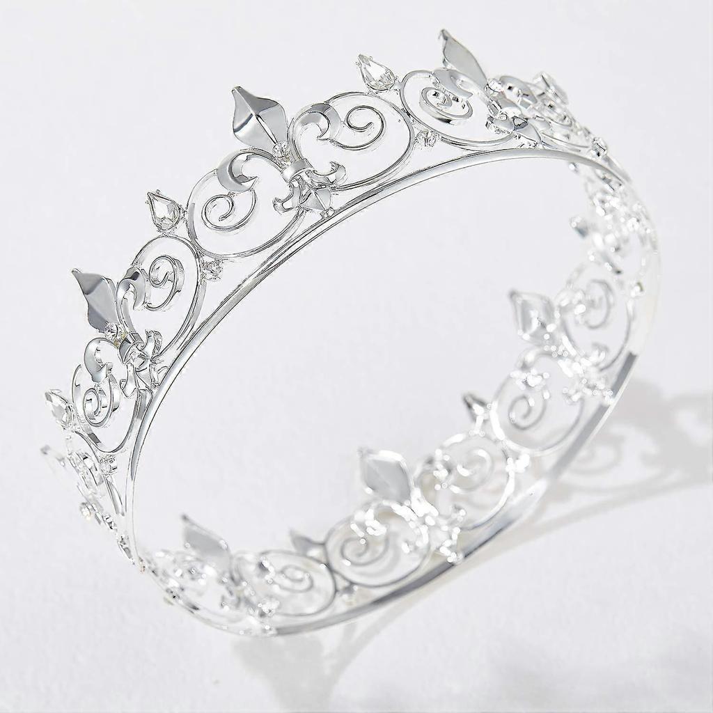 2024 Royal King Crown for Men - Metal Prince Crowns and Tiaras, Full Round Birthday Party Hats