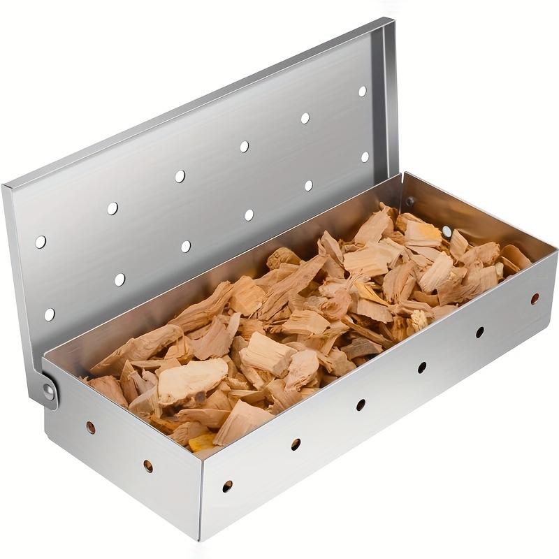 Stainless Steel Smoker Box BBQ Grill Smoking Box Wood Chip Container Meat Smoking Tool Outdoor Barbecue Accessory