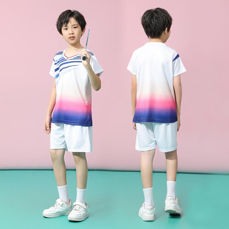 Kids Badminton Uniform Set Quick Dry Training Shirt Shorts Boys Girls Team Sports