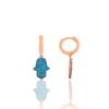 Silver Rose Turquoise Stone Fatma Main Hand Earrings