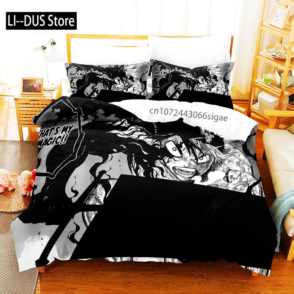 Black Clover Bedding Set Single Double Full Queen King Size Anime Duvet Cover Set For Adults Boys Quilt Cover Pillowcase