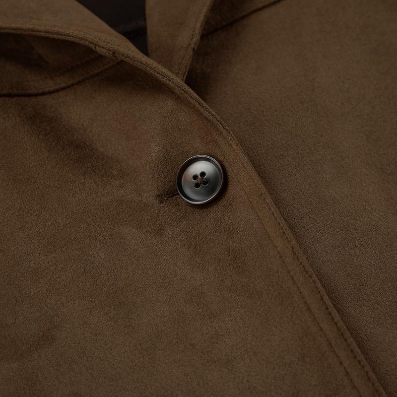 Осенне-зимнее винтажное замшевое пальто женское Design Sense утолщенное пальто средней длины с лацканами куртка женская одежда для поездок на работу