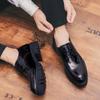 Fashion Korean Men Fashionable Pointed Lace Up Casual and Comfortable Leather Shoes Classic Black Men Thick Soled Anti Slip Oxford Shoes