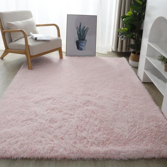 Plush Bedroom Rug, Solid Color Soft Shaggy Carpet, Non-Slip Backing, 19.69 in x 31.5 in Fuzzy Rug for Living Room Kids Room Decor