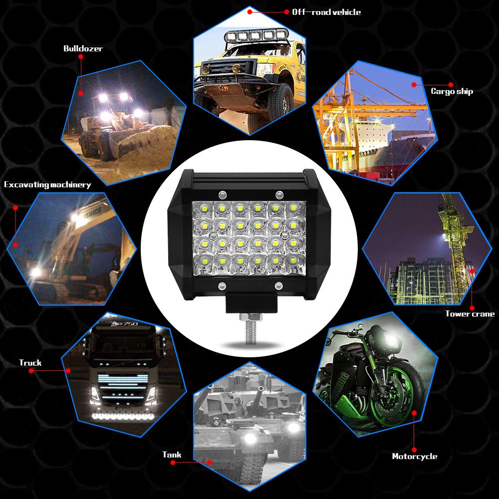 Outer 4 Rows of Light Beads Highlight Strip Light 72W 4-inch Super Bright Work Light, Off-road Vehicle Modification Light