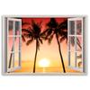 Canvas print, Window - sun and palm trees