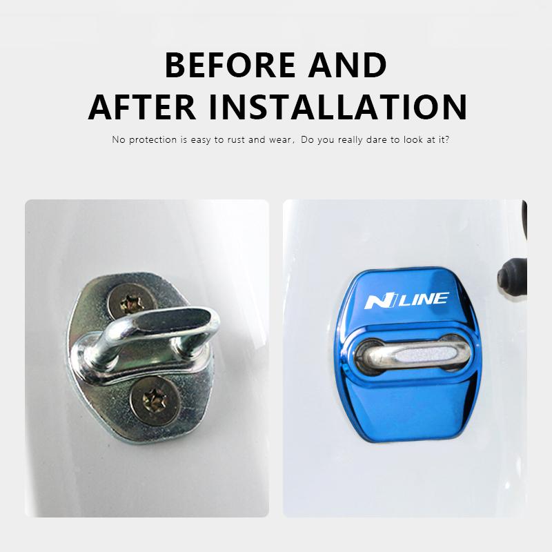 4Pcs Styling Stainless Steel Car Door Lock Protecting Cover For Hyundai HB20 KONA i20 i10 IONIQ Elantra Palisade Sonata Grandeur Y1