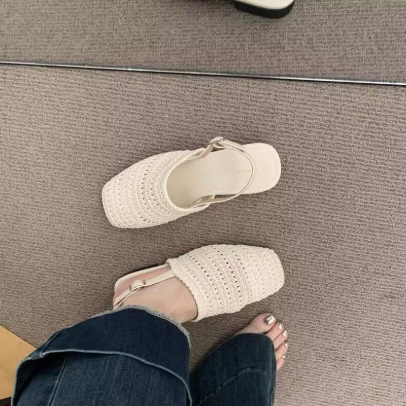 Мода 2025 Лето Новые Босоножки на Блочном Каблуке с Открытым Носком и Открытой Пяткой Женская Обувь На Низком Каблуке с Одним Ремешком