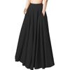 Spring New Women's Elastic Waist Pocket Solid Color Breathable Half Body Pleated Skirt Micro Elastic Polyester Long Dresses