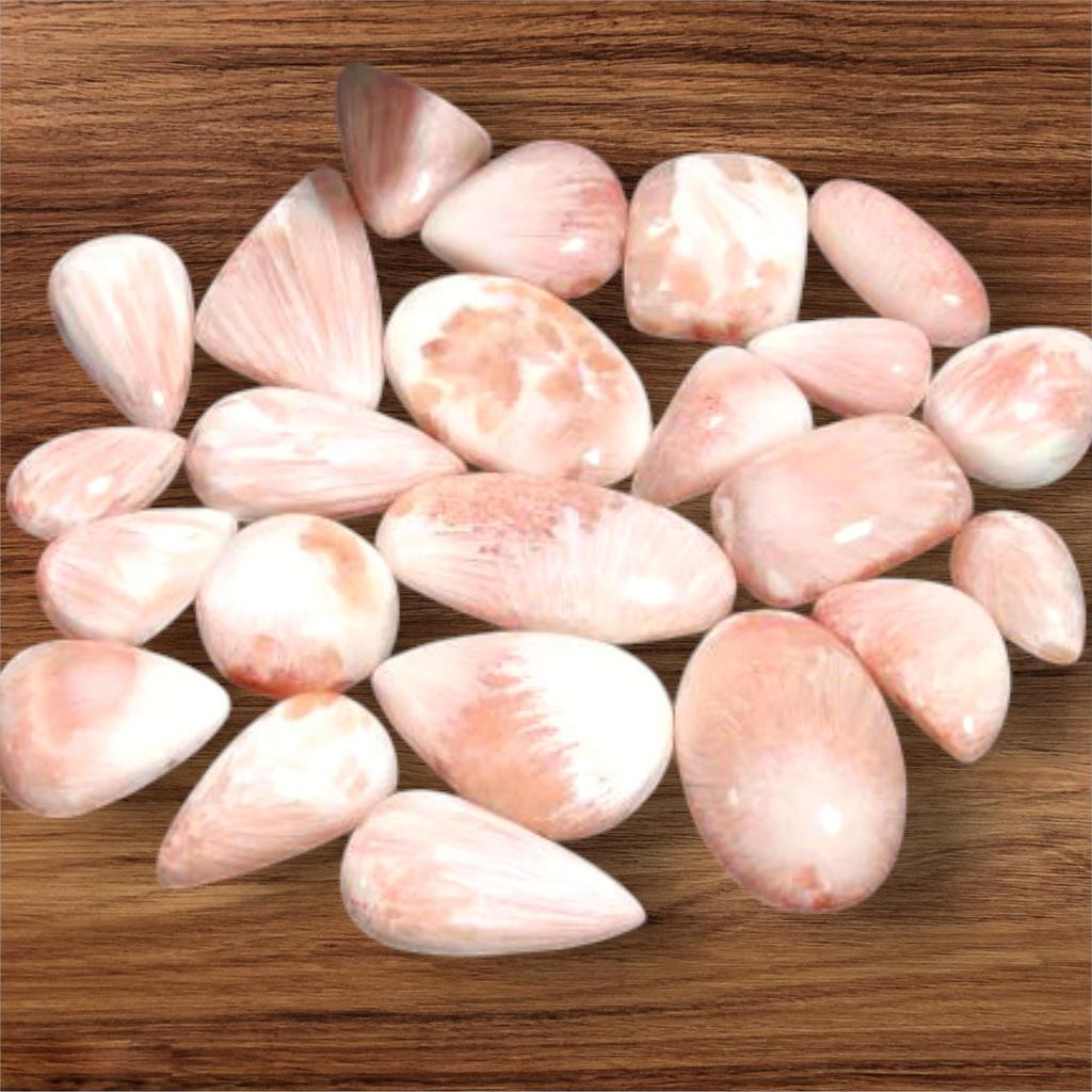 Натуральный дизайнерский розовый сколецитовый кабошон, лот россыпью кабошонов, смешанный лот, лот целебных драгоценных камней для изготовления ювелирных изделий.