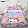 Unicorn Cute Cartoon Comforter Bedding Set,Duvet Cover Bed Set Quilt Cover Pillowcase,Queen Bedding Set